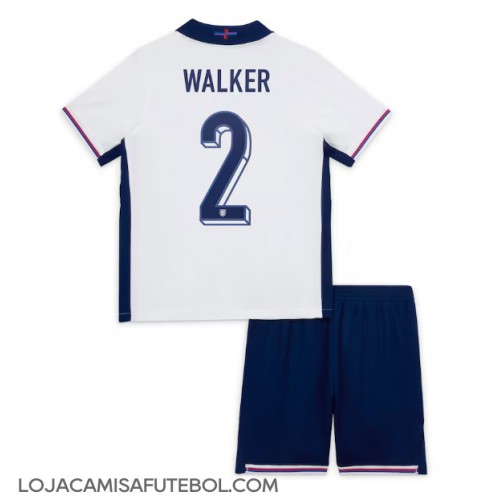 Camisa de Futebol Inglaterra Kyle Walker #2 Equipamento Principal Infantil Europeu 2024 Manga Curta (+ Calças curtas)